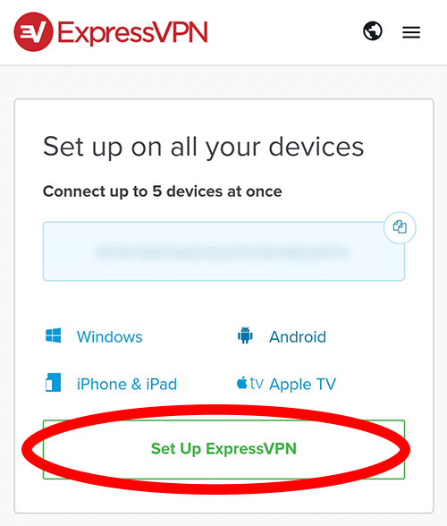 Screenshot of Expressvpn Android Set up page