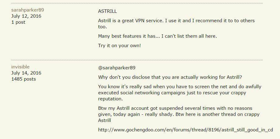Astrill shill commenting on gochengdoo website.