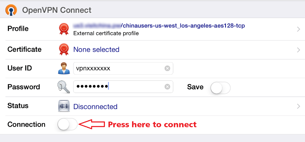 Enter VPN.ac OpenVPN credentials