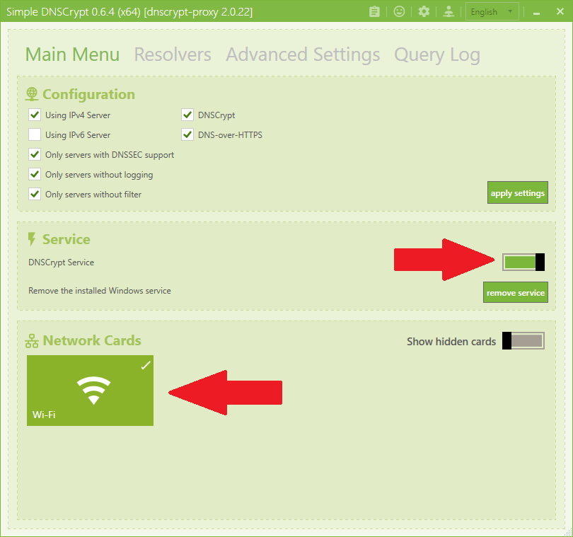 Simple DNSCrypt settings