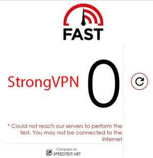 fast.com StrongVPN Test Resultl (failed)