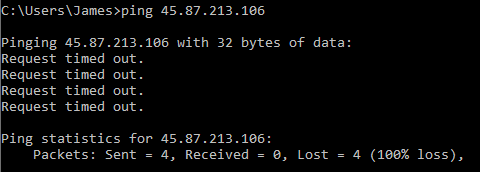 Output of Surfshark Shadowsocks server unsuccessful ping