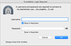 Screenshot of Enter username and password dialog.