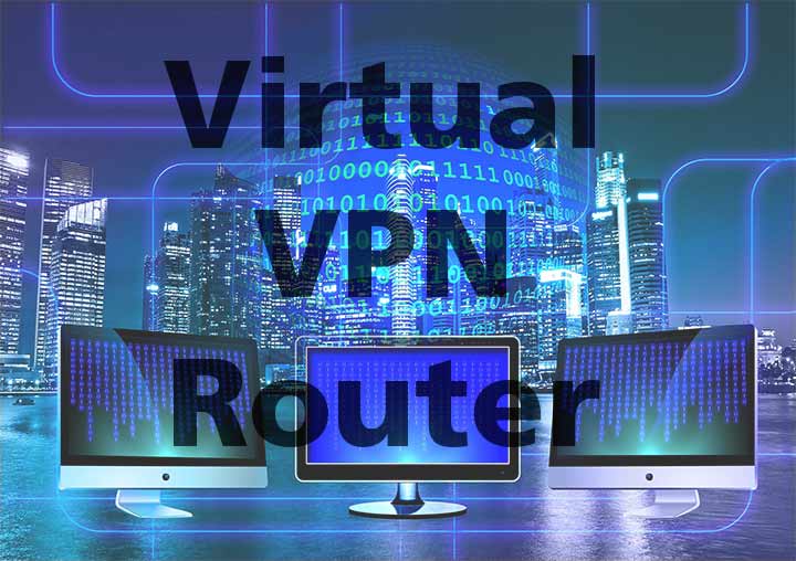 Virtual VPN Router text over graphic of 3 computers