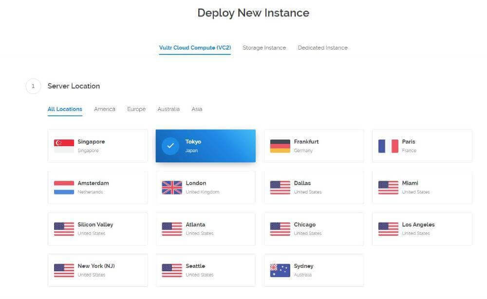 Vultr deploy new instance page